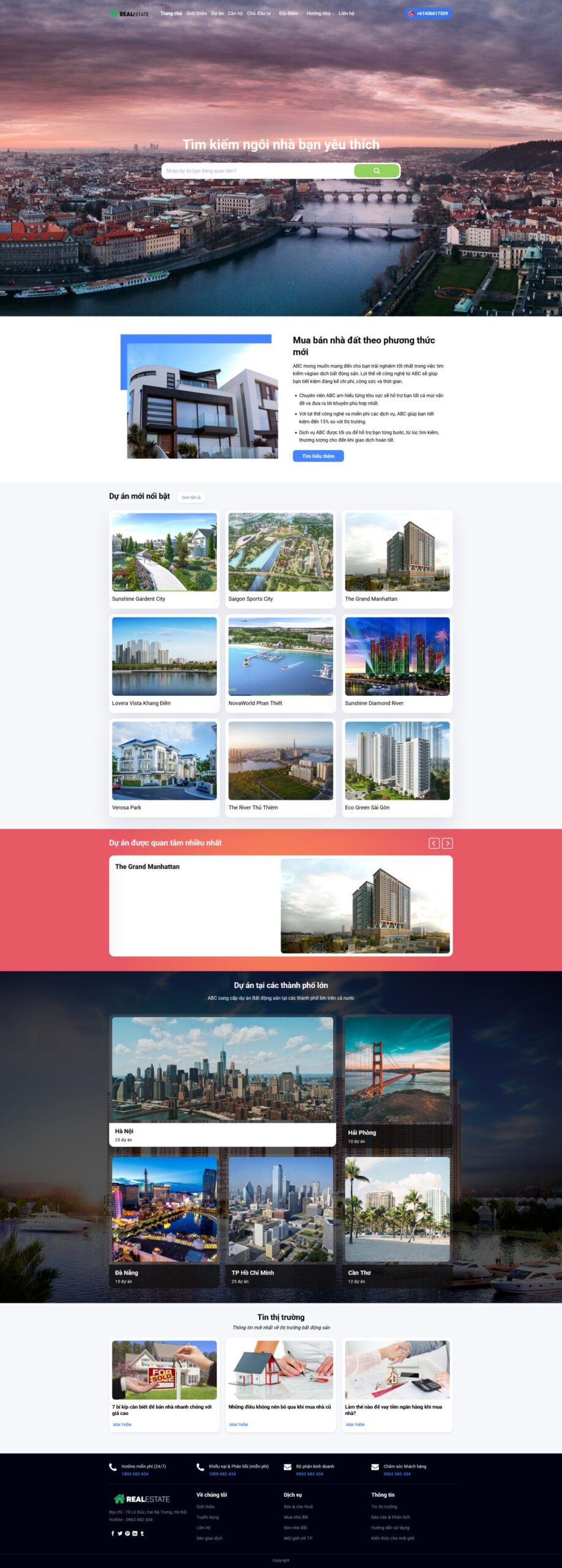 Website Bất Động Sản 13 – giao diện website tìm kiếm và giới thiệu dự án bất động sản hiện đại