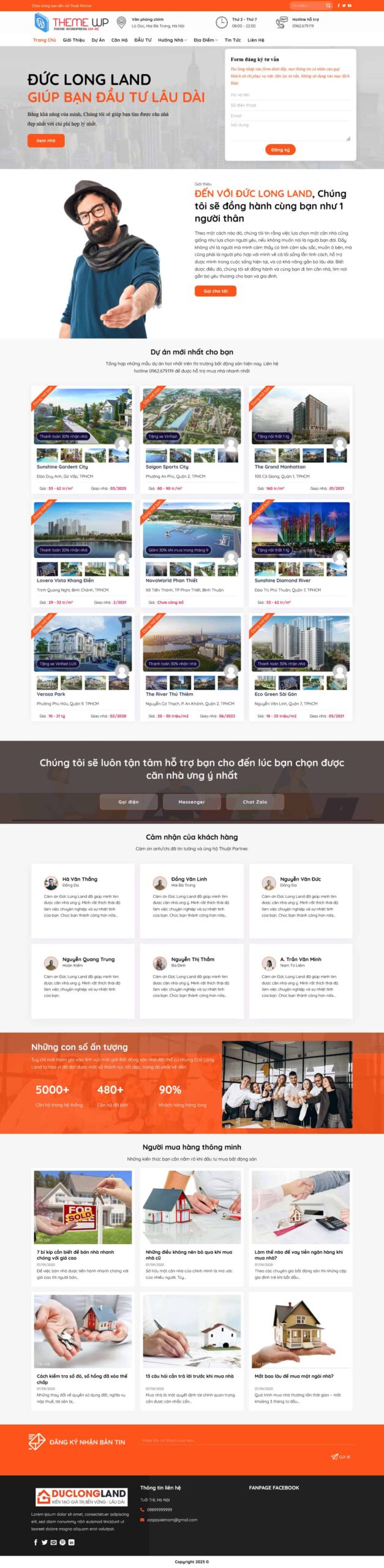 Website Bất Động Sản 15 – giao diện website môi giới và kinh doanh bất động sản chuyên nghiệp