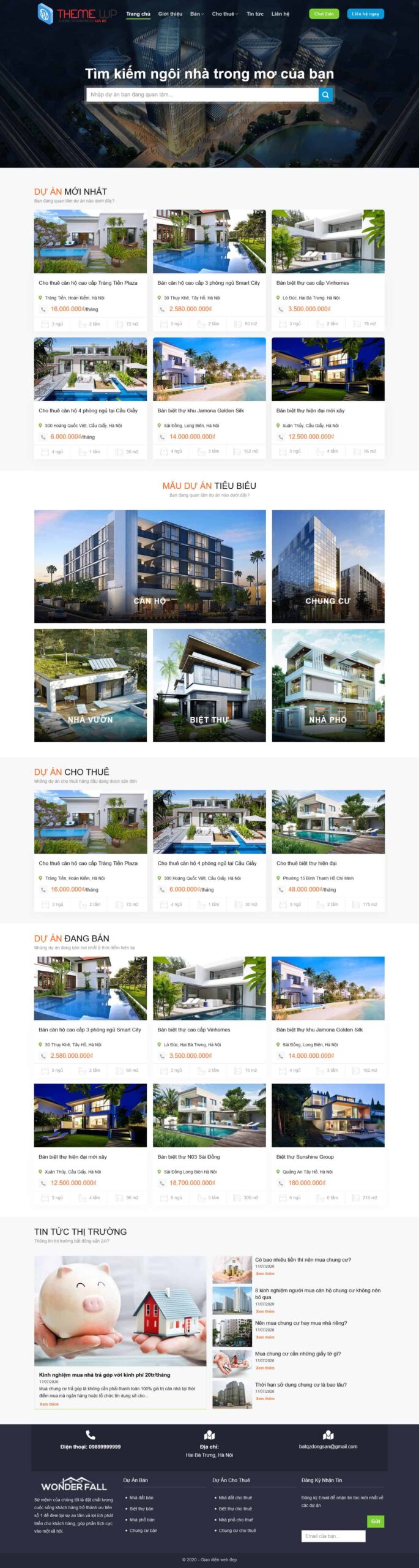 Website Bất Động Sản 16 – giao diện website tìm kiếm và đăng tin bất động sản hiện đại