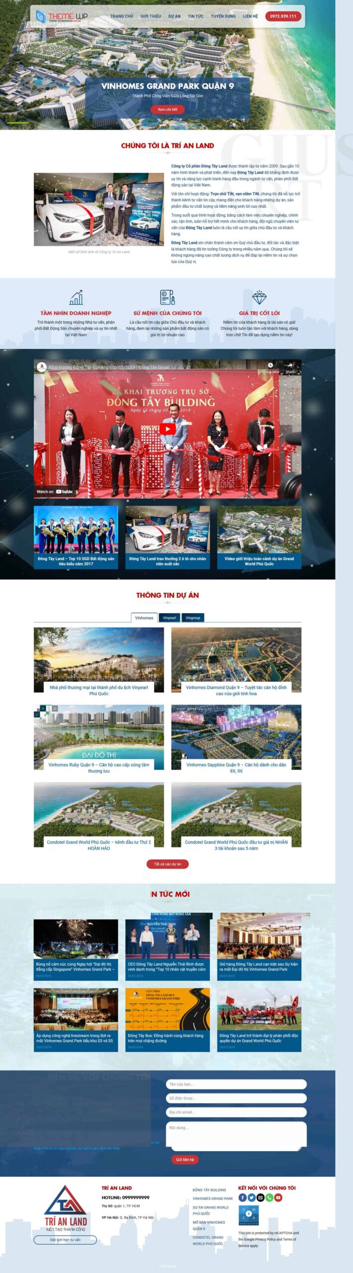 Website Bất Động Sản 20 – giao diện website doanh nghiệp bất động sản hiện đại, chuẩn SEO