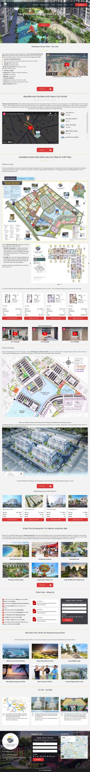 Website Bất Động Sản 22 – giao diện landing page dự án với video, mặt bằng và sản phẩm chi tiết hiện đại