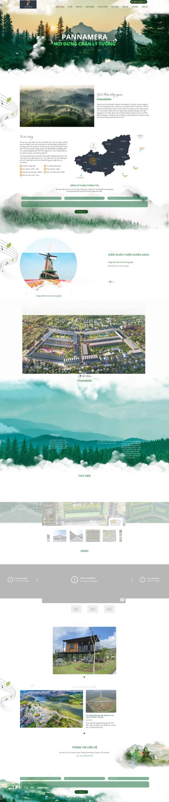 Website Bất Động Sản 23 – giao diện landing page dự án sinh thái với thiên nhiên, quy hoạch và tiện ích nổi bật