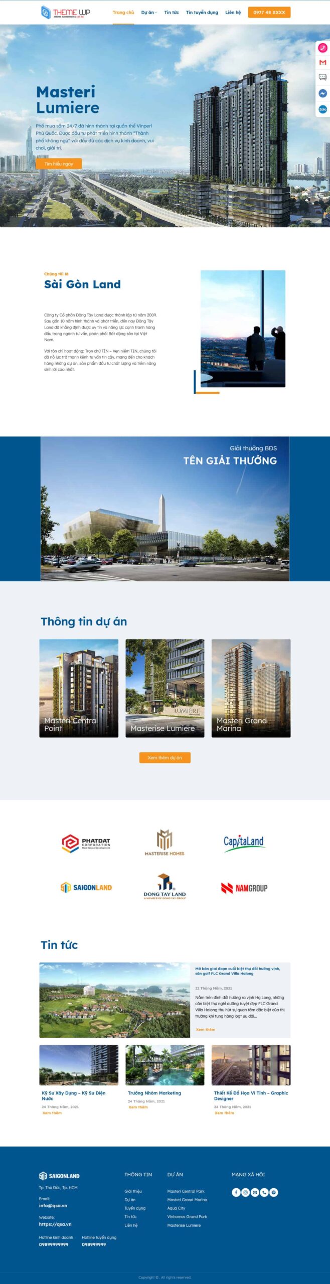 Website Bất Động Sản 25 – giao diện website doanh nghiệp bất động sản với dự án và đối tác hiện đại