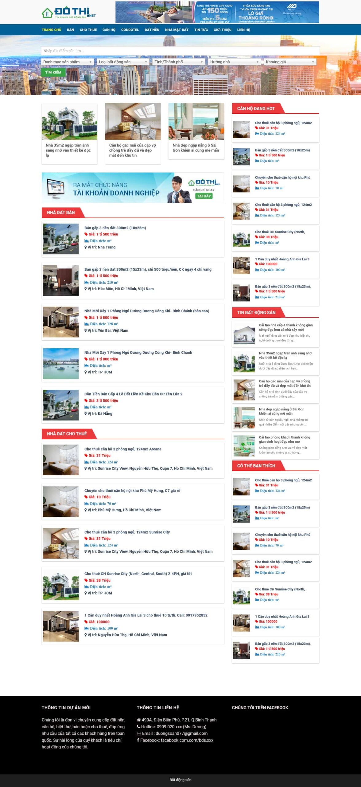 Website Bất Động Sản 28 – giao diện website đăng tin và tìm kiếm bất động sản chuyên nghiệp