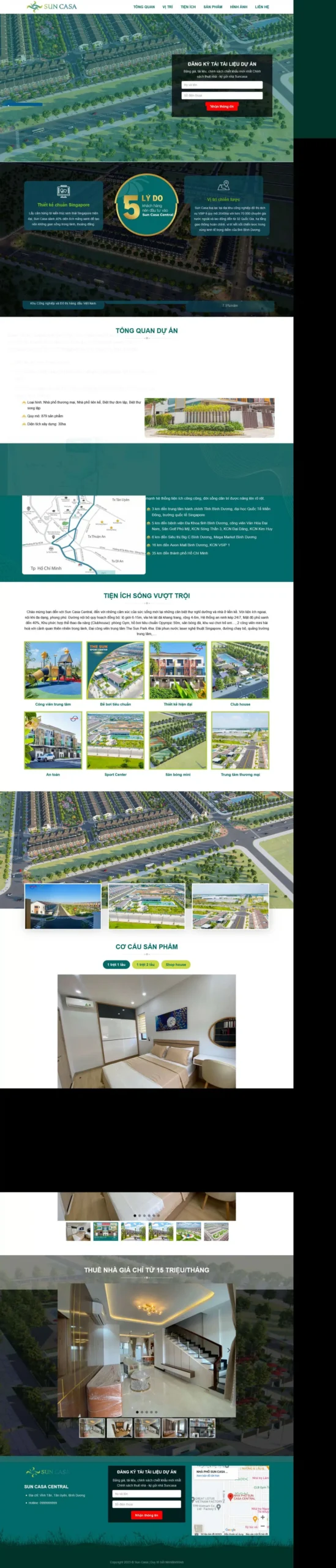 Website Bất Động Sản 31 – giao diện landing page dự án khu đô thị với tiện ích, sản phẩm và form đăng ký