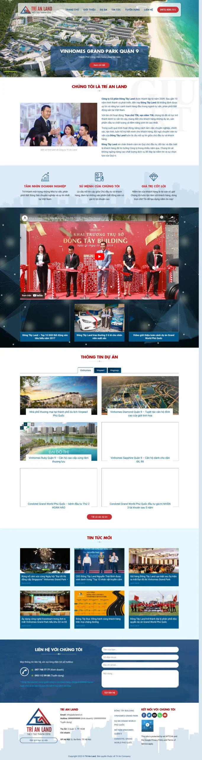 Website Bất Động Sản 43 – giao diện website doanh nghiệp phân phối bất động sản chuyên nghiệp