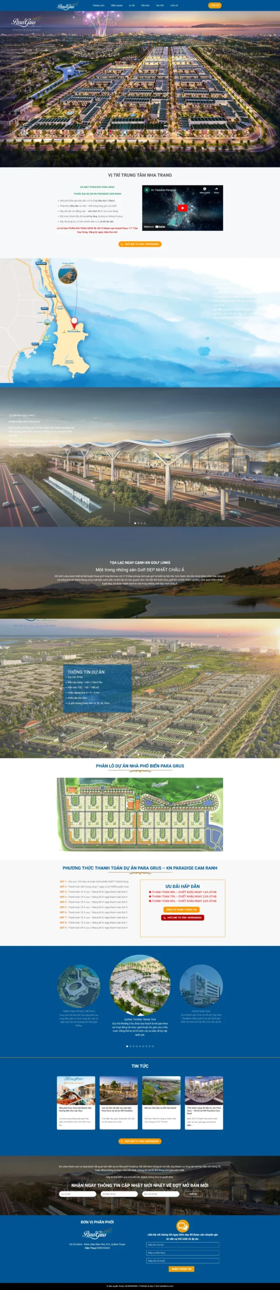Website Bất Động Sản 44 – giao diện landing page dự án bất động sản cao cấp, hiển thị vị trí, tiện ích và phân khu