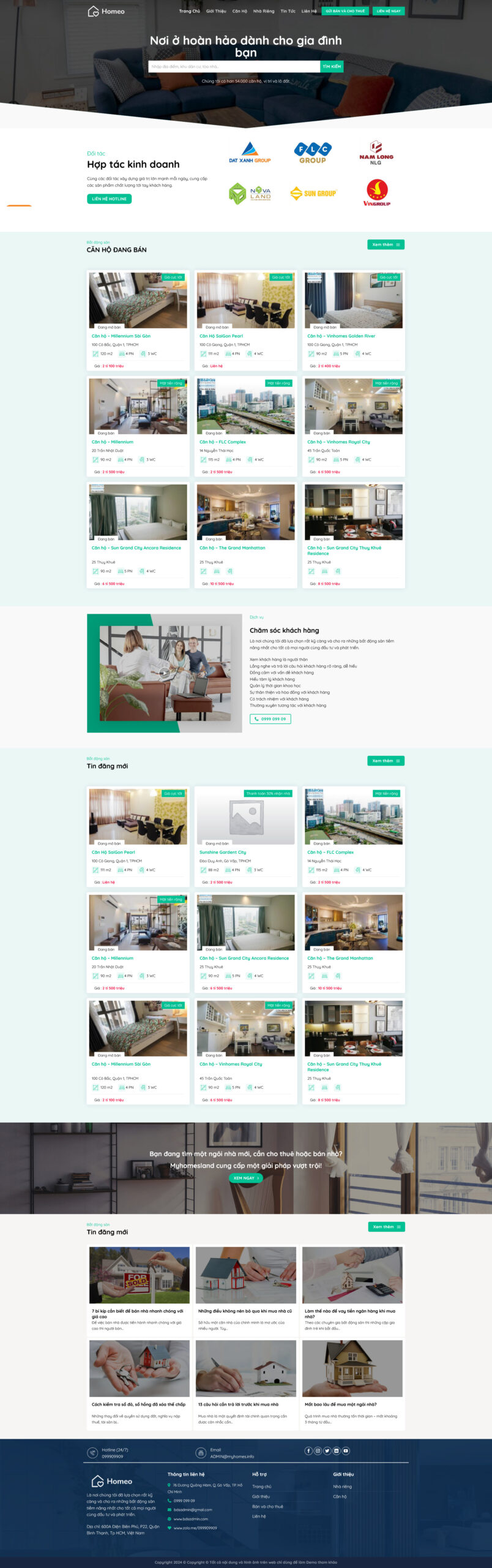 Website Bất Động Sản 52 – giao diện website mua bán và cho thuê bất động sản chuyên nghiệp