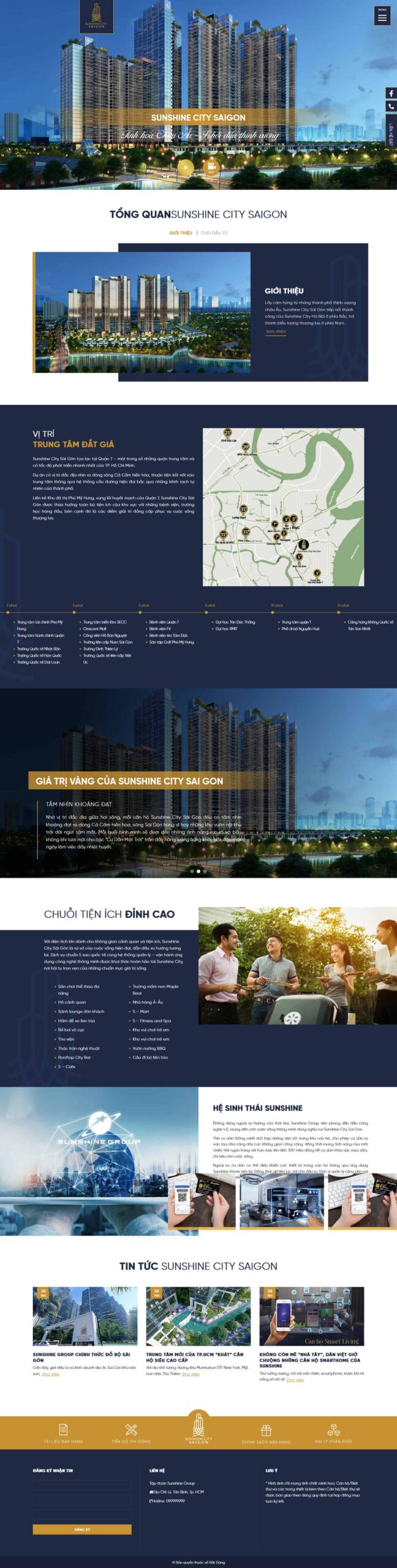 Website Bất Động Sản City – giao diện landing page dự án căn hộ cao cấp với tiện ích và vị trí trung tâm