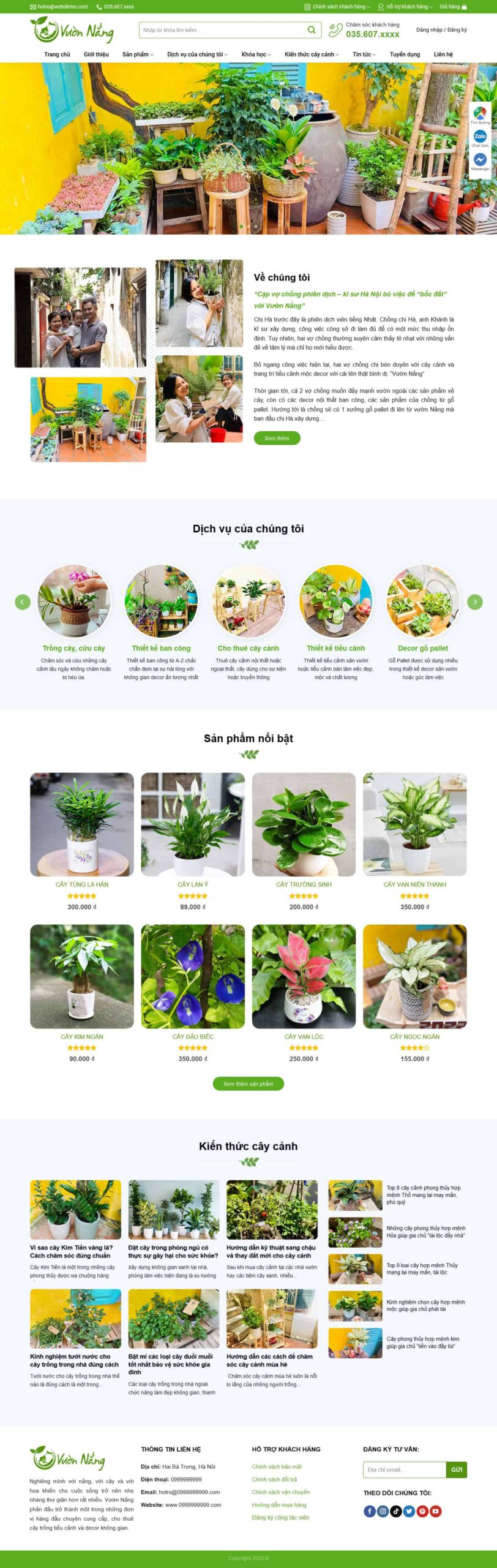 Website Cây Xanh 03 giao diện website tin tức kinh doanh cây xanh và dịch vụ cây cảnh chuyên nghiệp