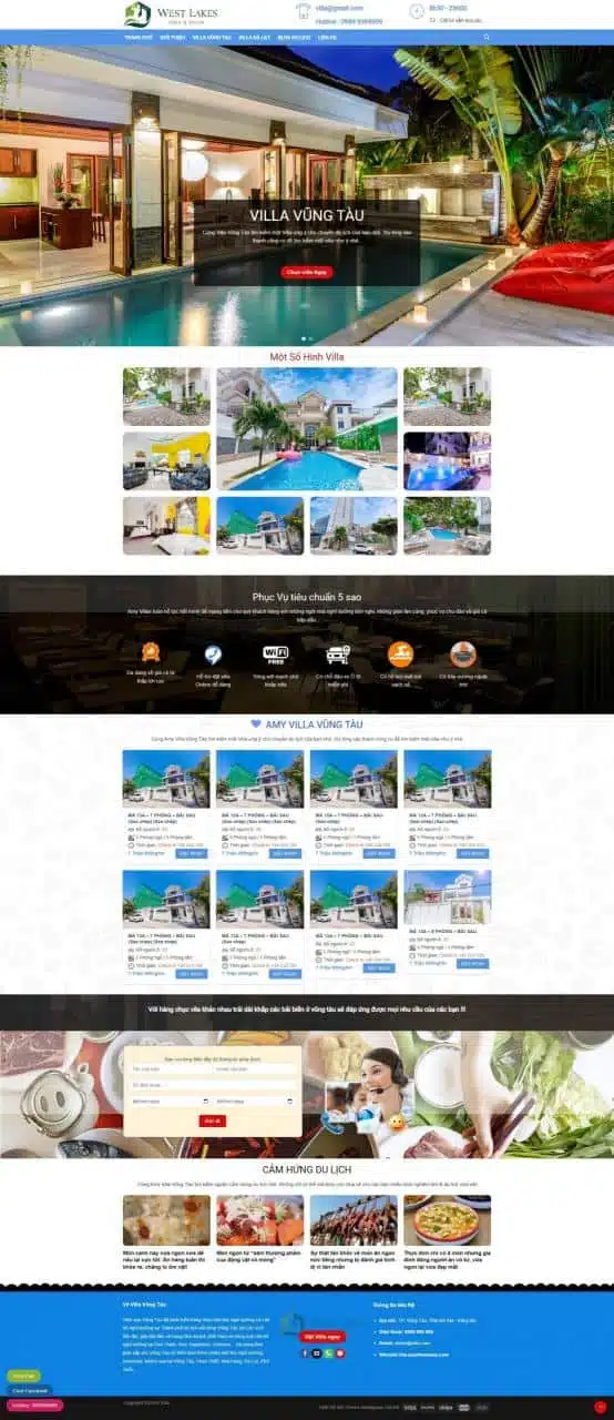 Website Cho Thuê Villa Khách Sạn giao diện website khách sạn cho thuê villa nghỉ dưỡng với bố cục hình ảnh trực quan