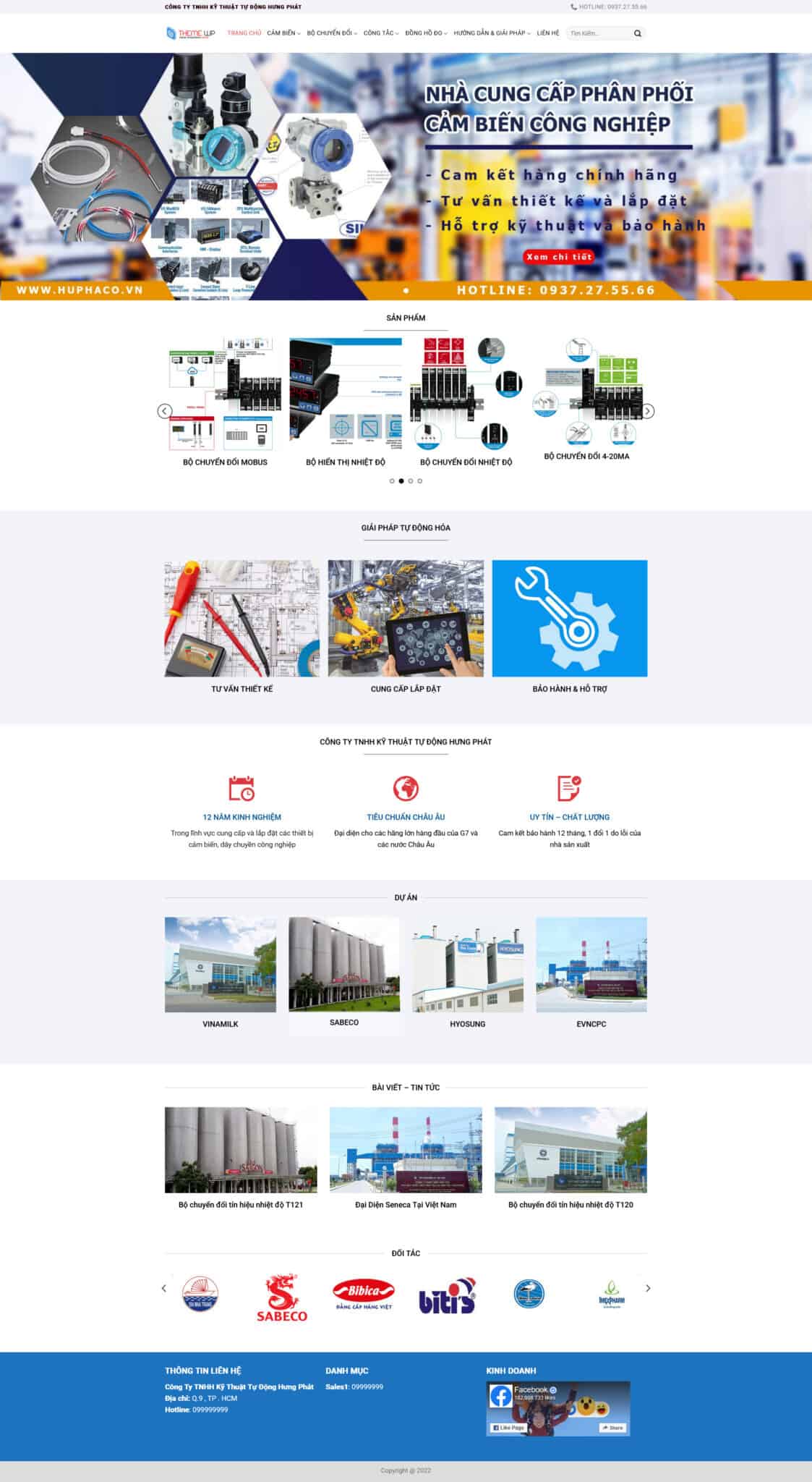 Website Công Ty Cảm Biến – giao diện website thiết bị cảm biến và tự động hóa công nghiệp