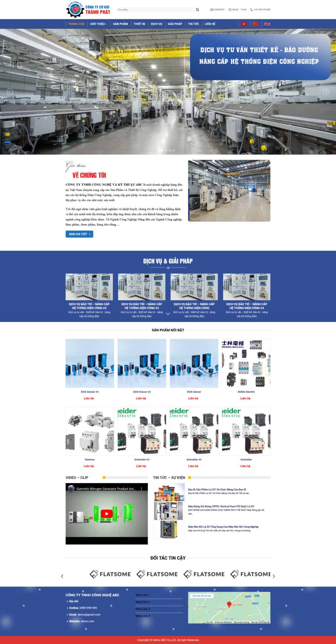 Website Công Ty Cơ Khí – giao diện website doanh nghiệp cơ khí và thiết bị công nghiệp