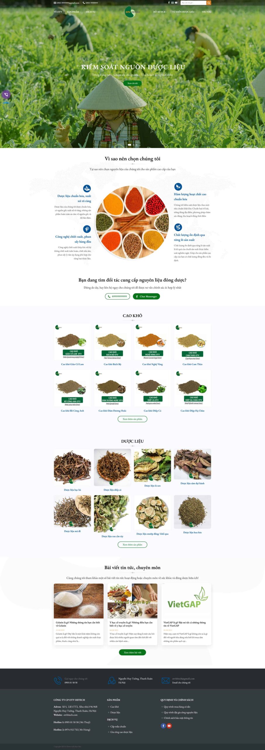 Website Công Ty Dược Liệu Dược Phẩm giao diện website dược liệu thiên nhiên, chuẩn SEO, tối ưu hiển thị sản phẩm và vùng trồng