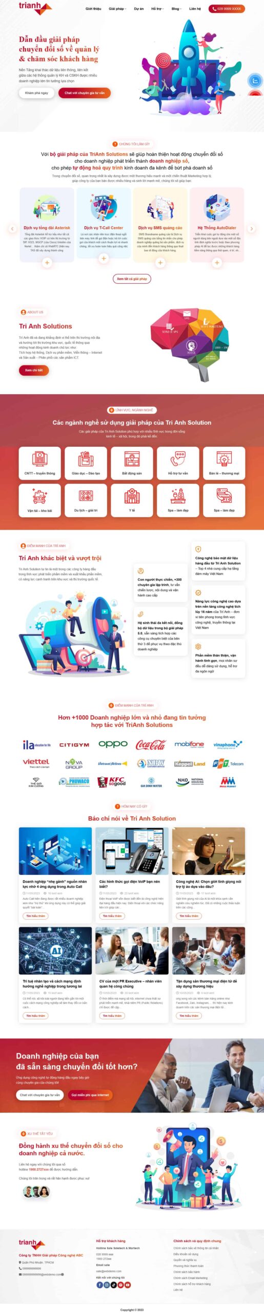 Website Công Ty Marketing Online giao diện dịch vụ marketing và chuyển đổi số chuyên nghiệp