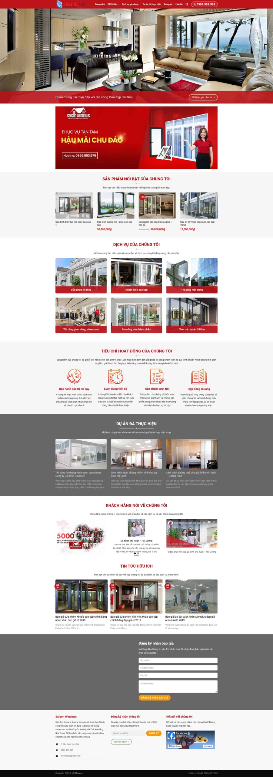 Website Công Ty Nhôm Kính giao diện website doanh nghiệp nhôm kính chuyên nghiệp.