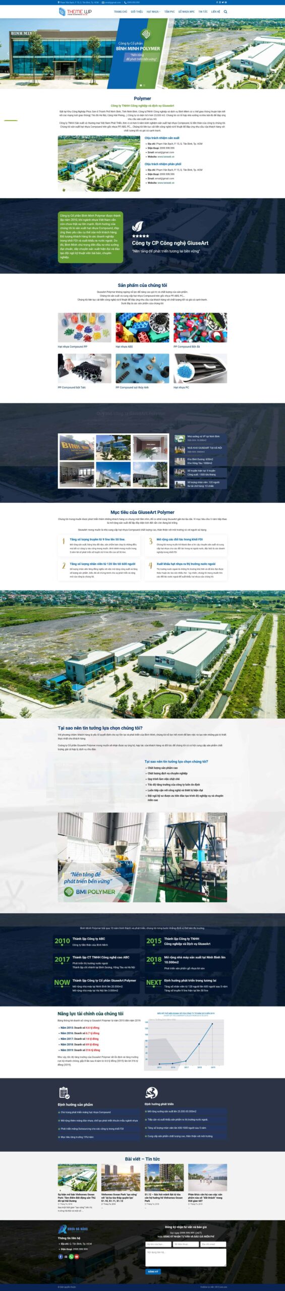 Website Công Ty Nhựa – giao diện website doanh nghiệp sản xuất nhựa và polymer