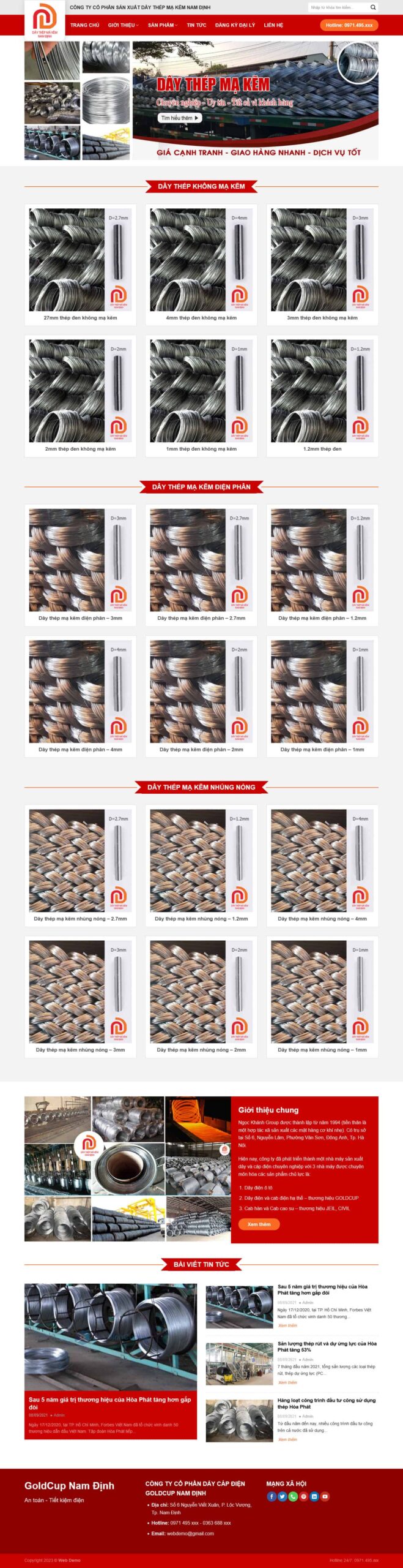 Website Công Ty Sắt Thép giao diện website doanh nghiệp sắt thép hiện đại, chuẩn SEO, tối ưu hiển thị sản phẩm và nhà máy