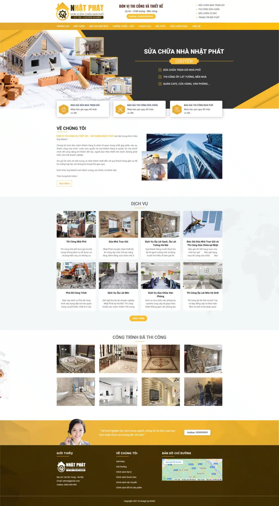 Website Công Ty Sơn Sửa Cải Tạo Nhà Cửa giao diện dịch vụ thi công sửa chữa chuyên nghiệp