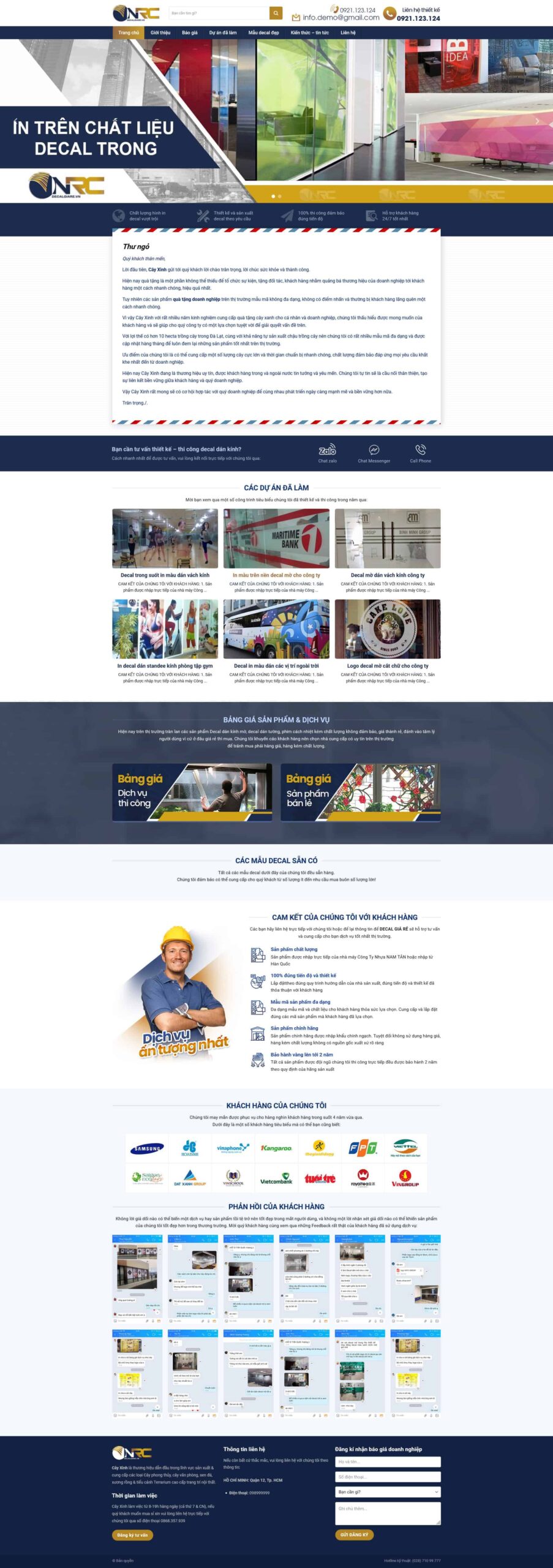 Website Dán Decal giao diện dịch vụ in và thi công decal chuyên nghiệp