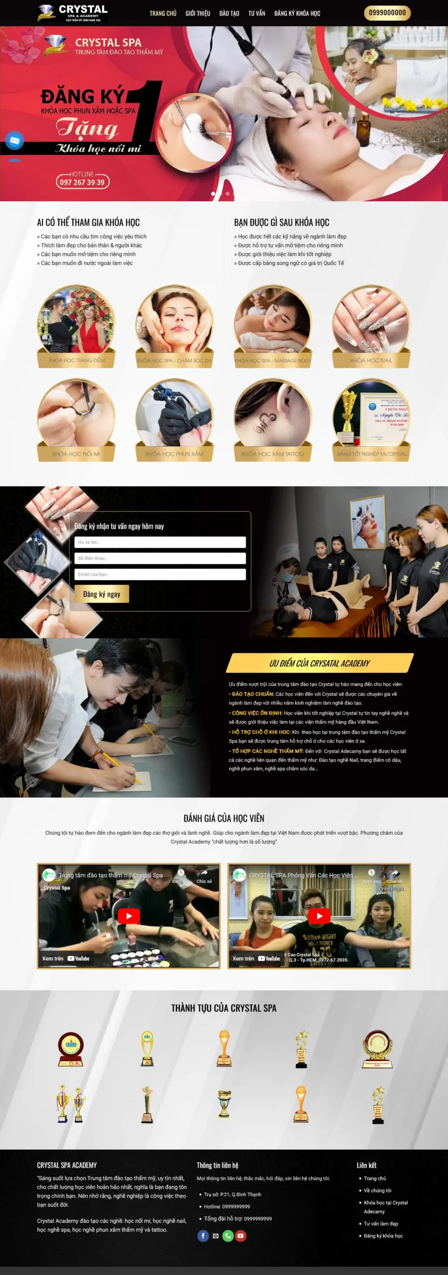 Website Đào Tạo Phun Xăm Spa mẫu website trung tâm đào tạo thẩm mỹ chuyên nghiệp