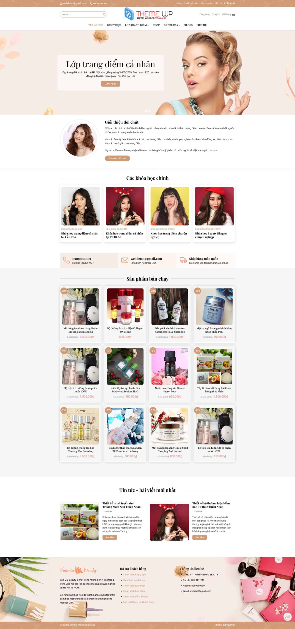 Website Dạy Trang Điểm giao diện dịch vụ đào tạo make up chuyên nghiệp