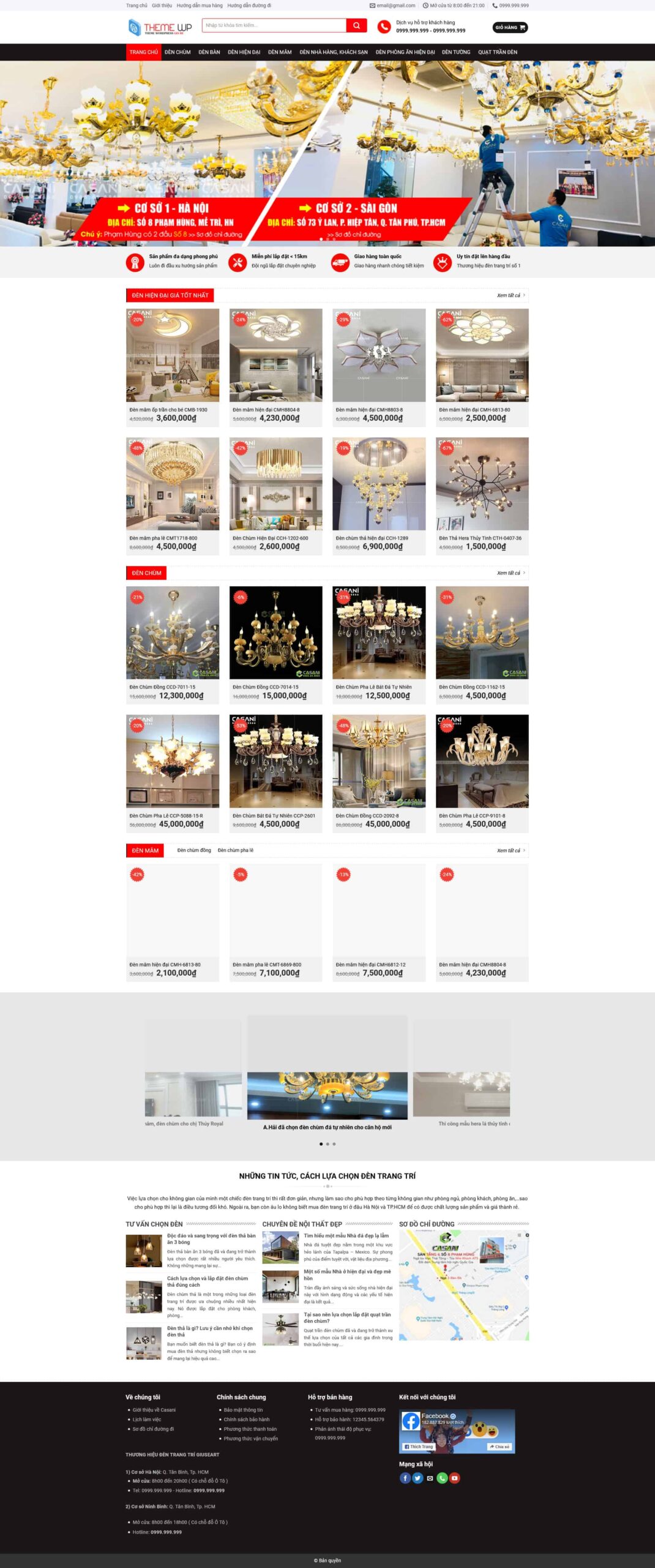 Website Đèn Chùm 02 – giao diện bán đèn chùm và đèn trang trí chuyên nghiệp