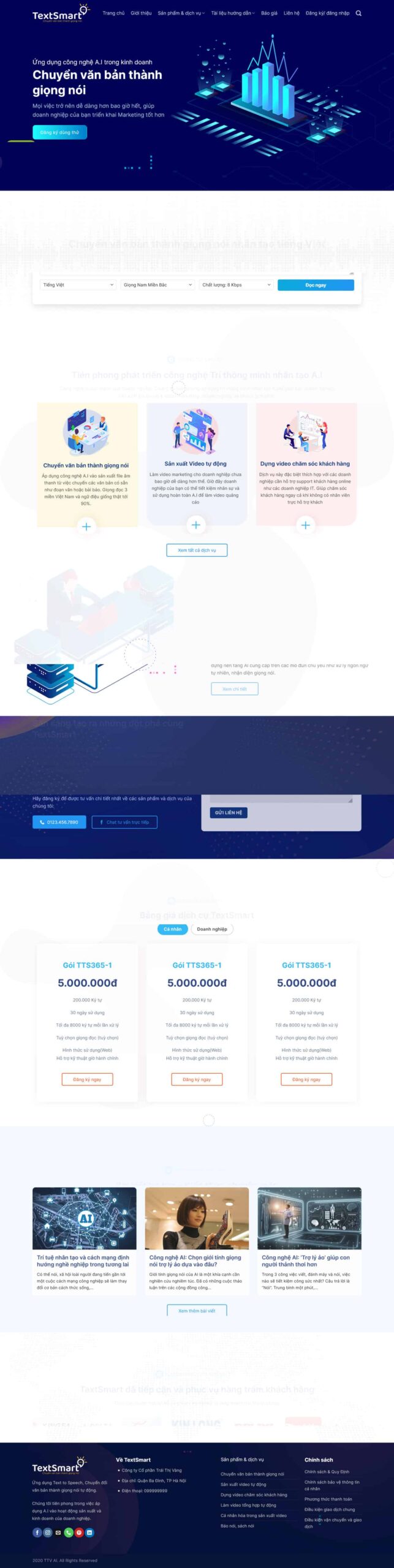 Website Dịch Vụ Công Nghệ giao diện website công nghệ AI và giải pháp số chuyên nghiệp