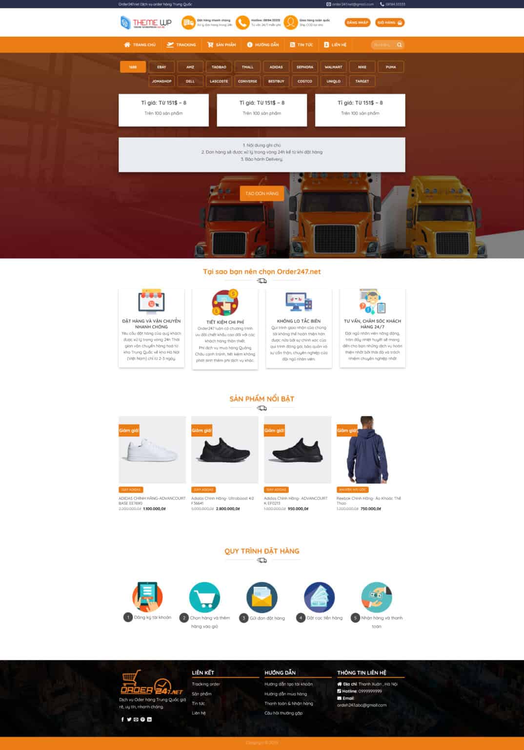 Website Dịch Vụ Order 247 – giao diện website dịch vụ order và vận chuyển chuyên nghiệp, tích hợp tạo đơn nhanh.