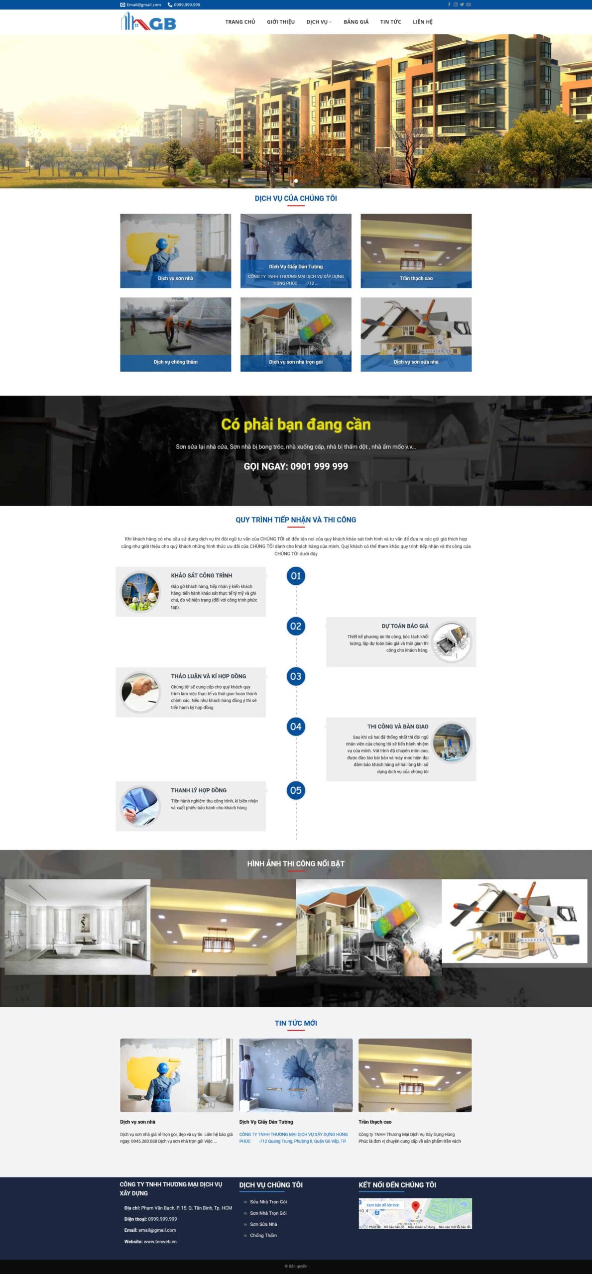 Website Dịch Vụ Sửa Nhà giao diện dịch vụ sửa chữa và thi công chuyên nghiệp