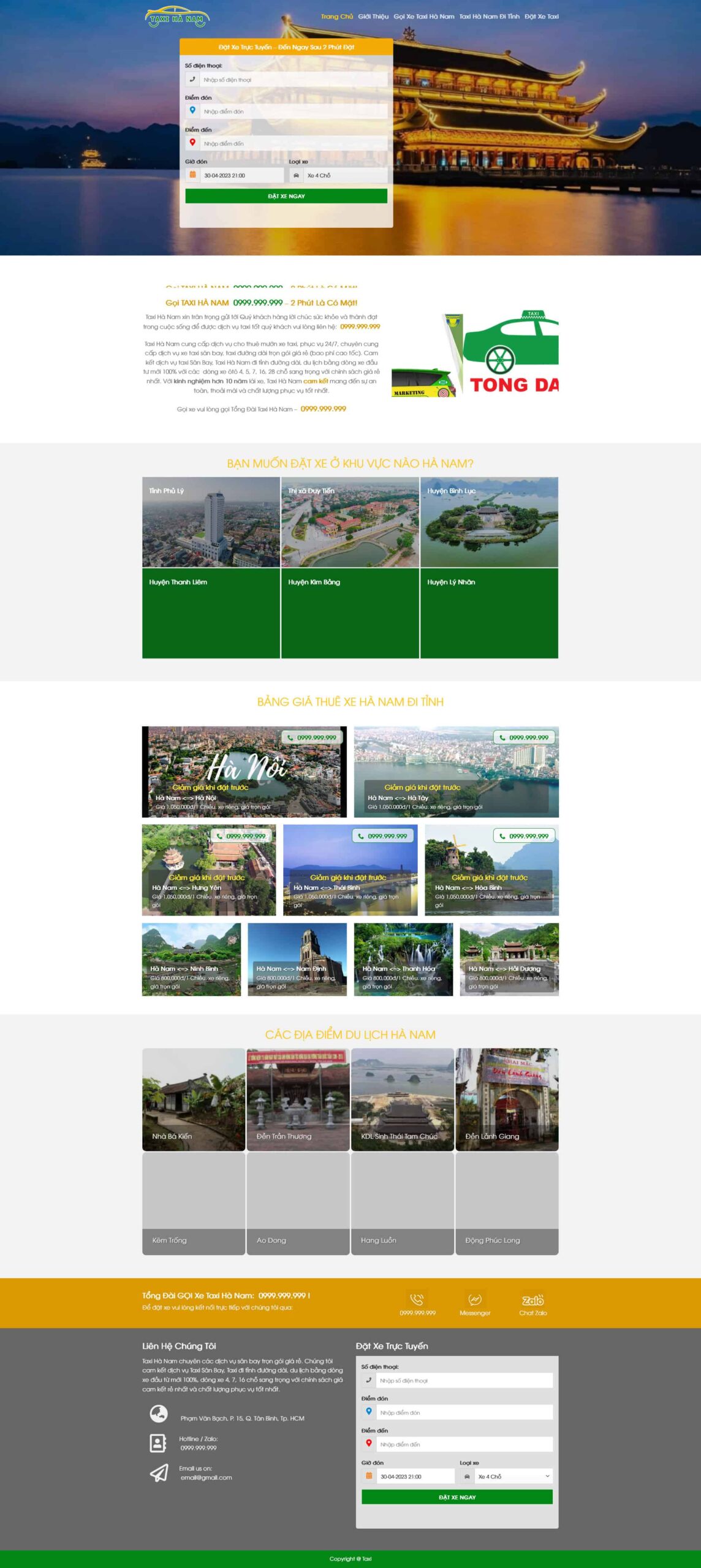 Website Dịch Vụ Taxi – giao diện website taxi chuyên nghiệp, tích hợp đặt xe trực tuyến và bảng giá rõ ràng.