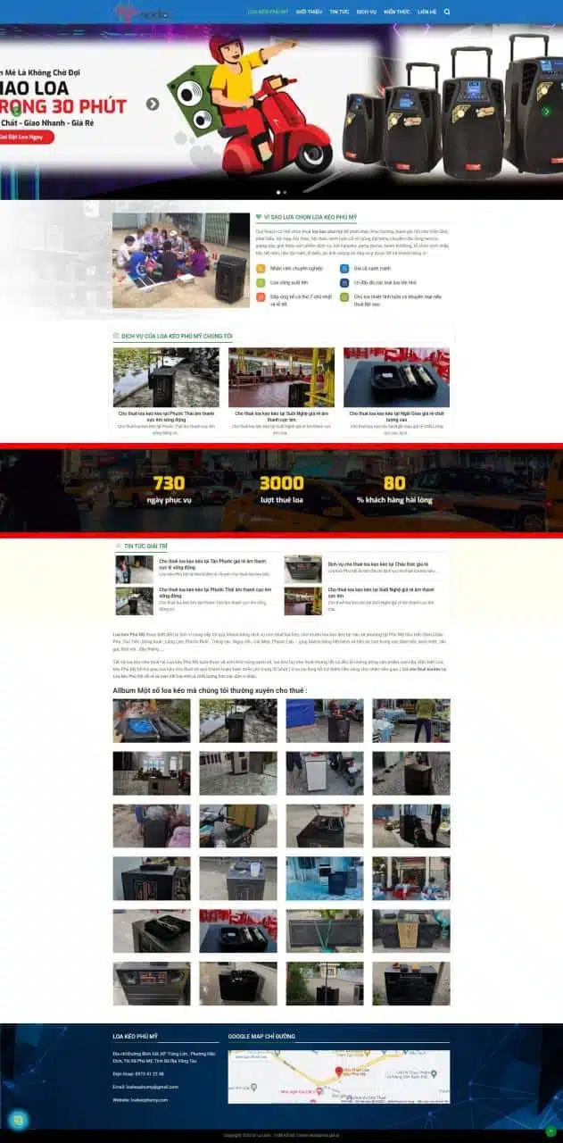 Website Dịch Vụ Thuê Loa Kẹo Kéo giao diện cho thuê thiết bị âm thanh chuyên nghiệp