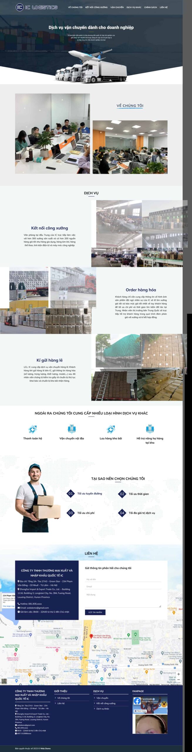 Website Dịch Vụ Vận Chuyển 03 – giao diện website dịch vụ vận chuyển và logistics chuyên nghiệp.