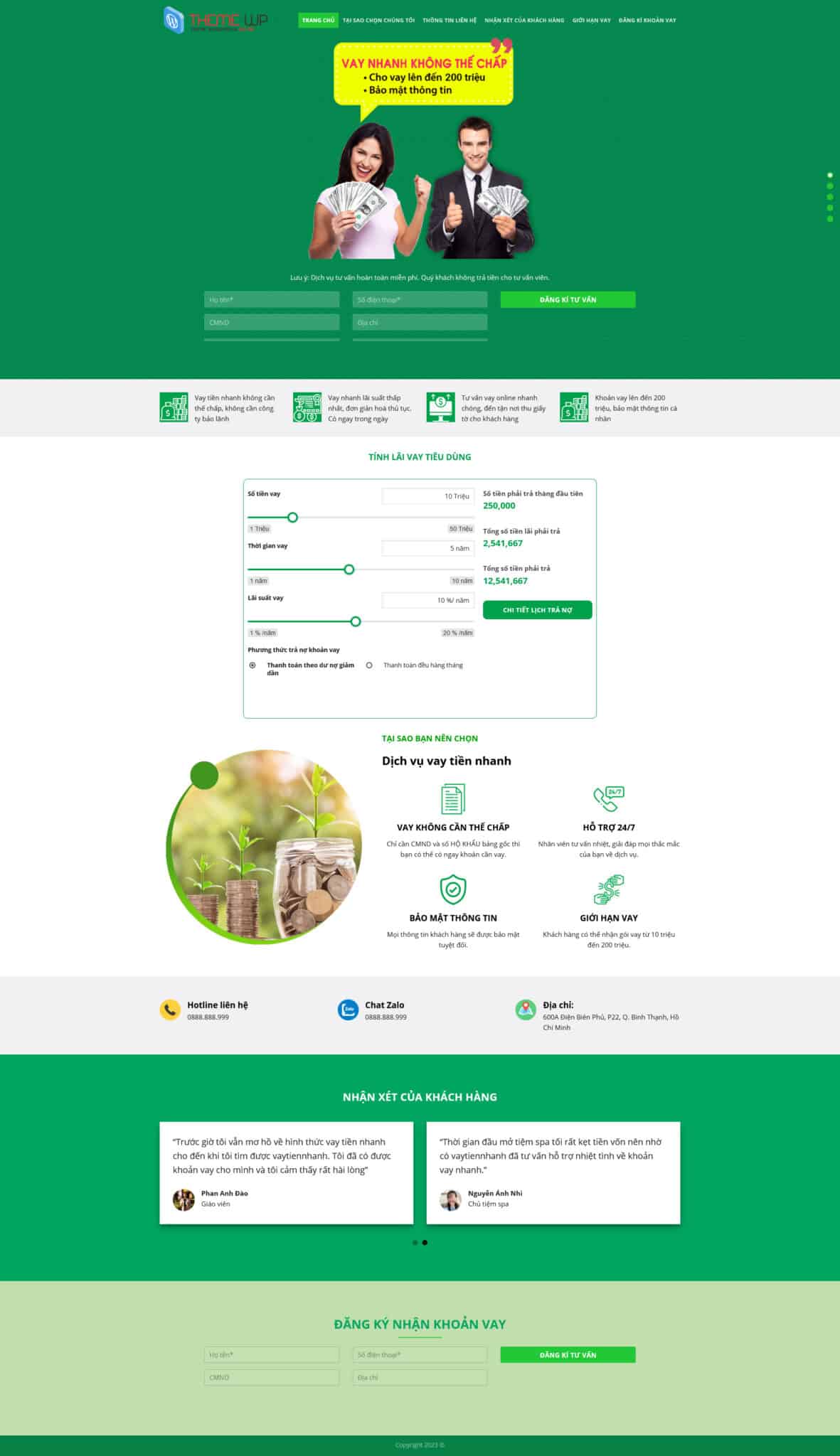Website Dịch Vụ Vay Tiền – giao diện website công ty tài chính vay nhanh chuyên nghiệp.