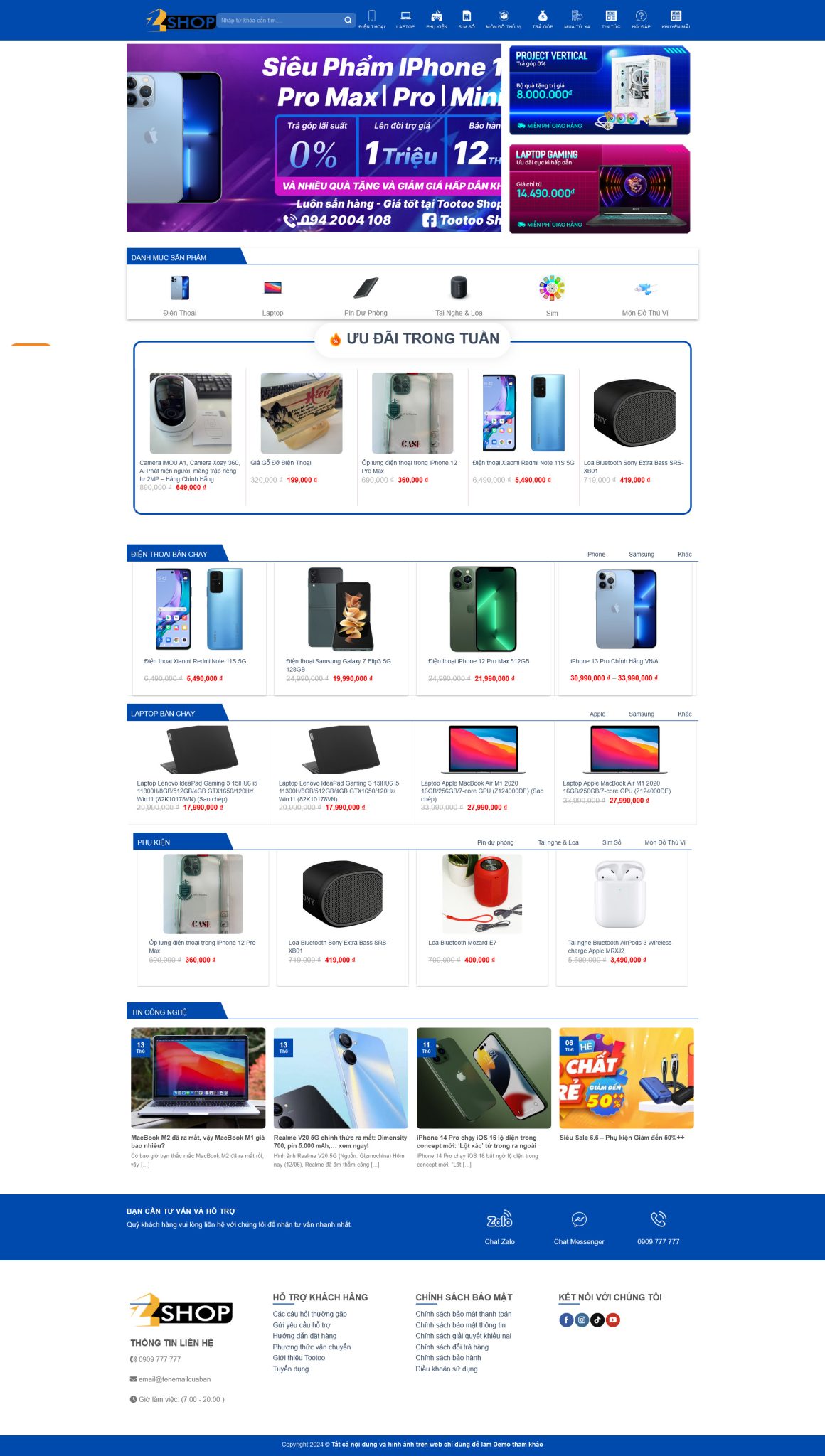 Website Điện Máy 02 – giao diện website bán điện thoại, laptop và thiết bị điện tử chuyên nghiệp