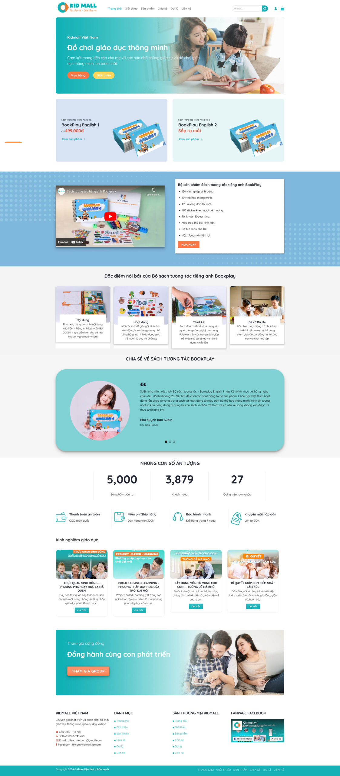 Website Đồ Chơi Giáo Dục Thông Minh giao diện bán đồ chơi trẻ em hiện đại, thân thiện