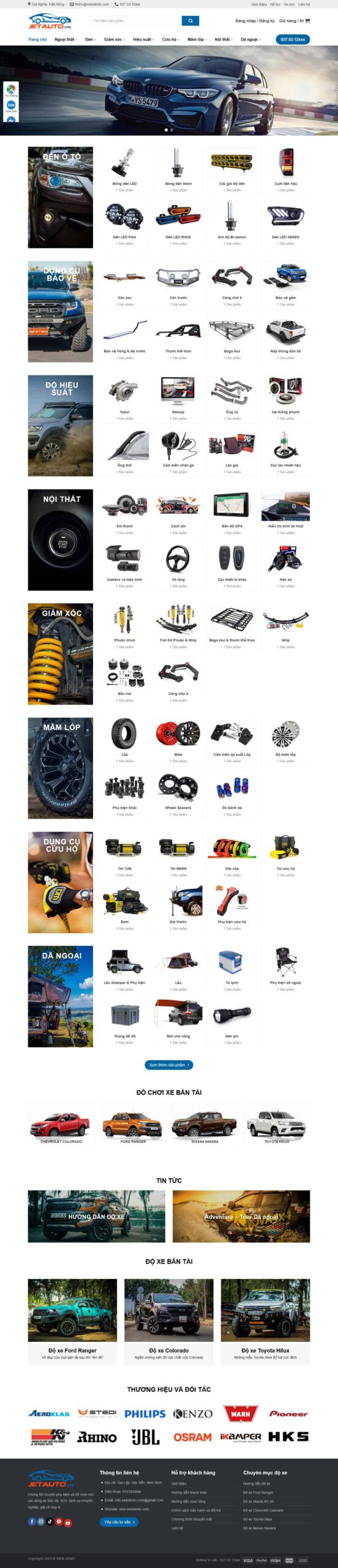 Website Đồ Chơi Xe Hơi 02 giao diện website bán đồ chơi xe hơi với danh mục phụ kiện ô tô đa dạng và bố cục rõ ràng