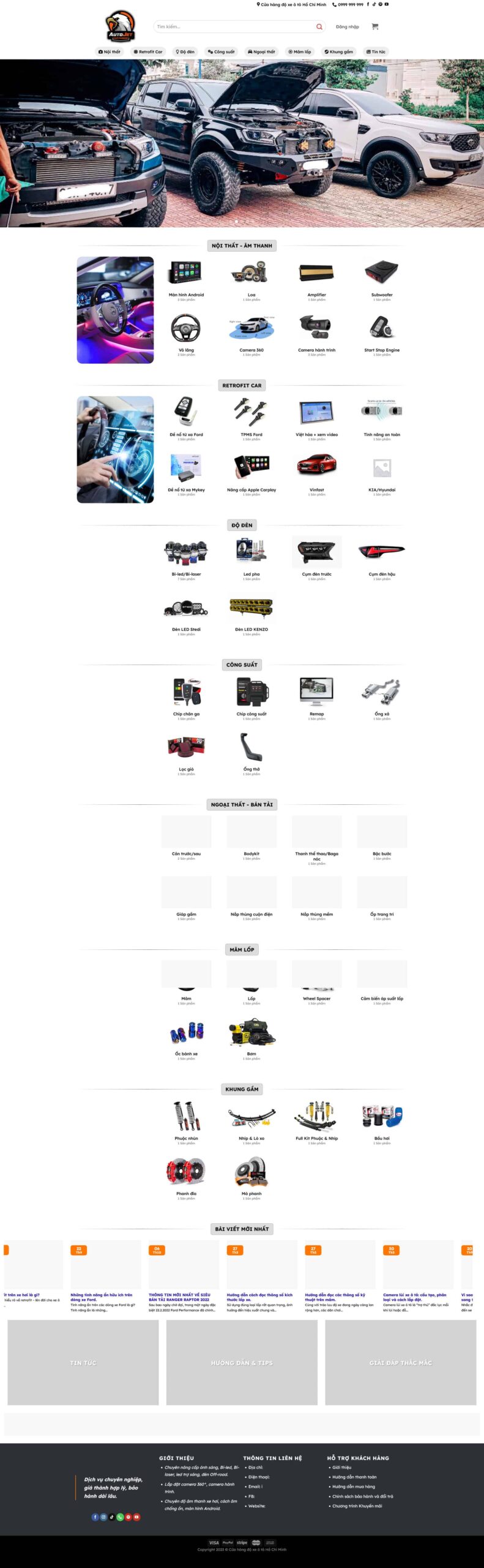 Website Đồ Chơi Xe Hơi giao diện website bán hàng đồ chơi xe hơi và phụ kiện ô tô