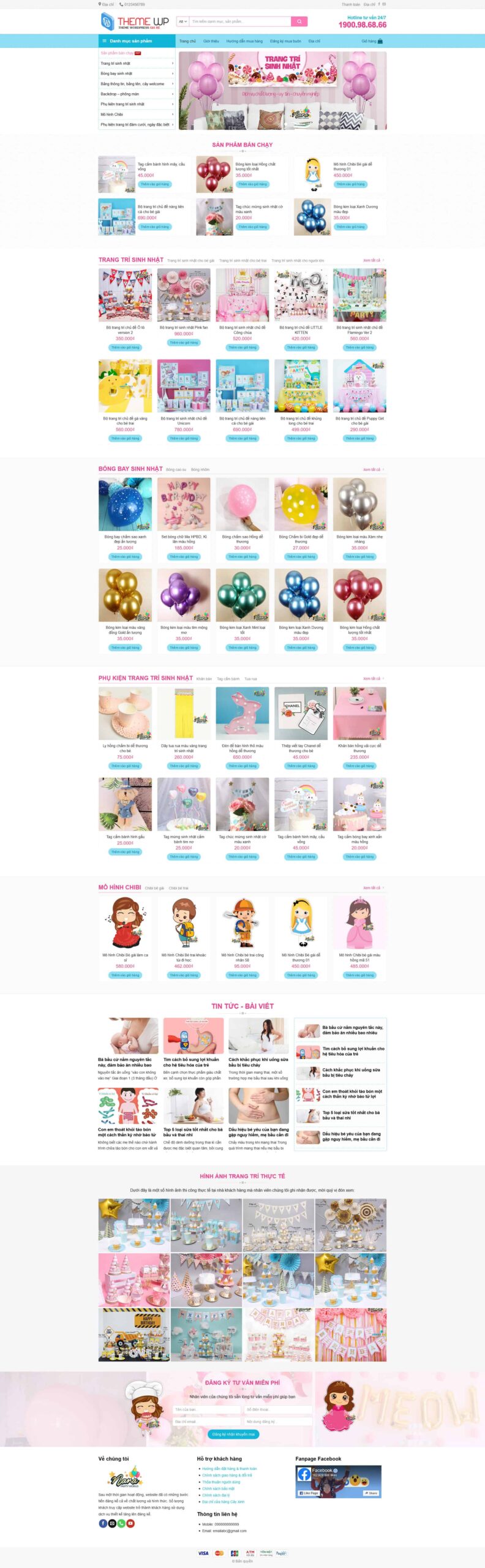 Website Đồ Trang Trí Tiệc giao diện website bán hàng đồ trang trí sinh nhật chuyên nghiệp