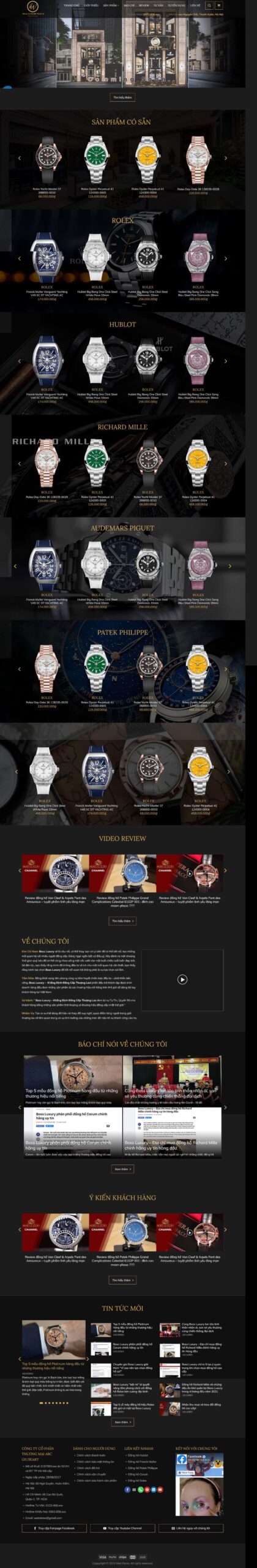 Website Đồng Hồ 03 – giao diện website bán đồng hồ sang trọng, bố cục rõ ràng.