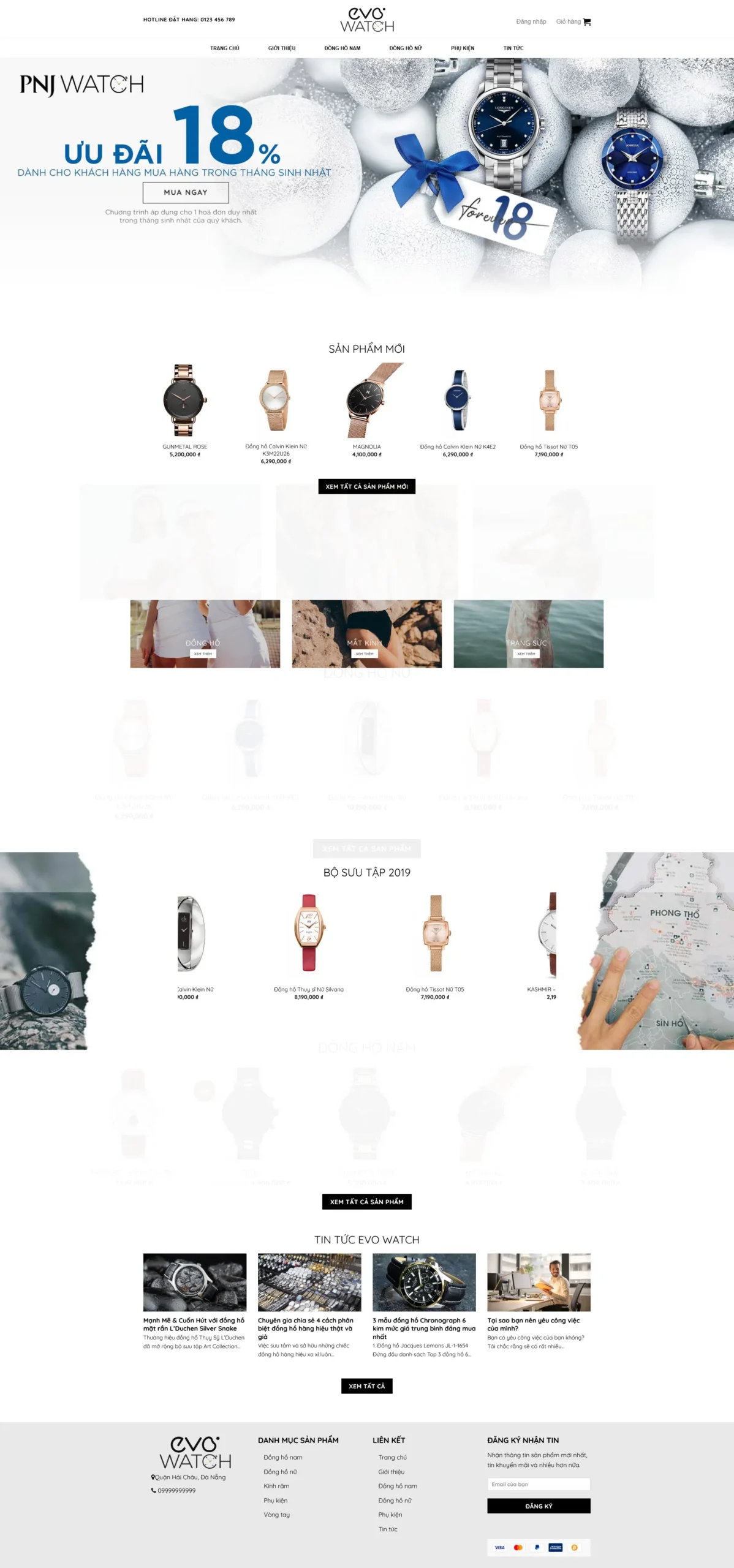 Website Đồng Hồ 05 giao diện bán đồng hồ thời trang cao cấp.