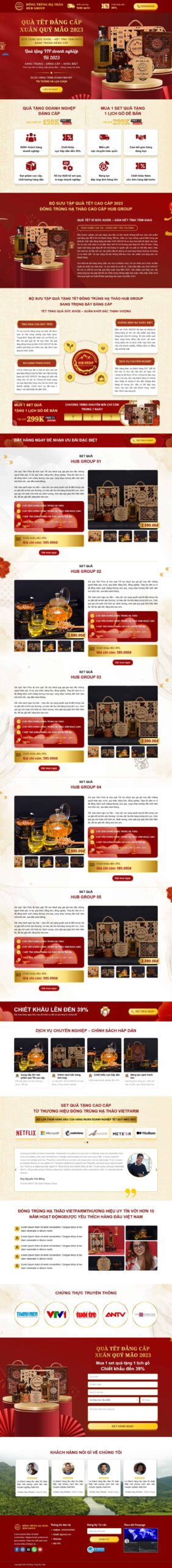 Website Đông Trùng Hạ Thảo giao diện landing page bán đông trùng hạ thảo.