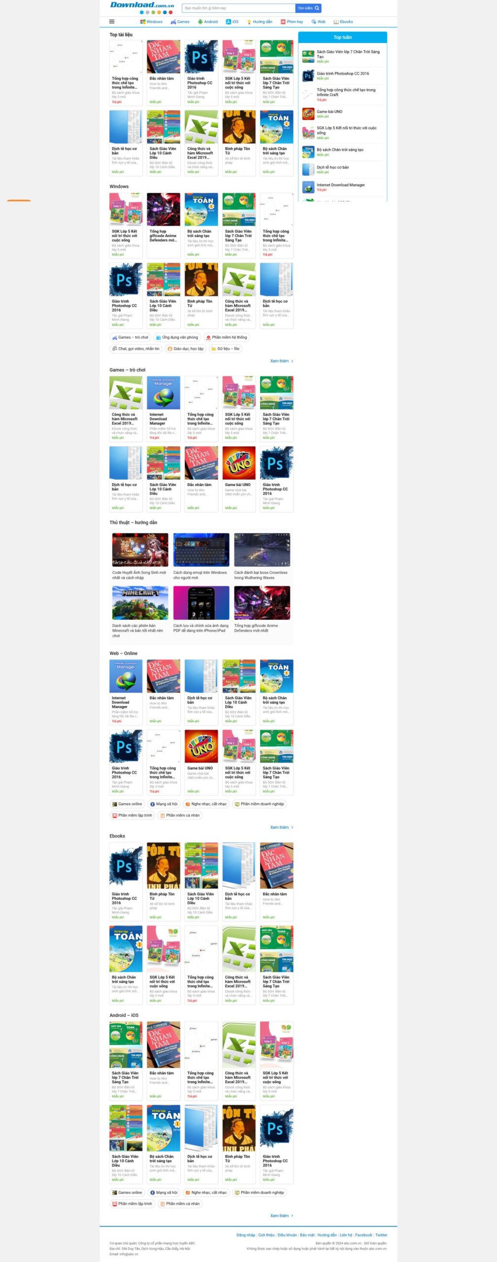 Giao diện Website Download Tài Liệu – mẫu website dịch vụ tải tài liệu chuẩn SEO