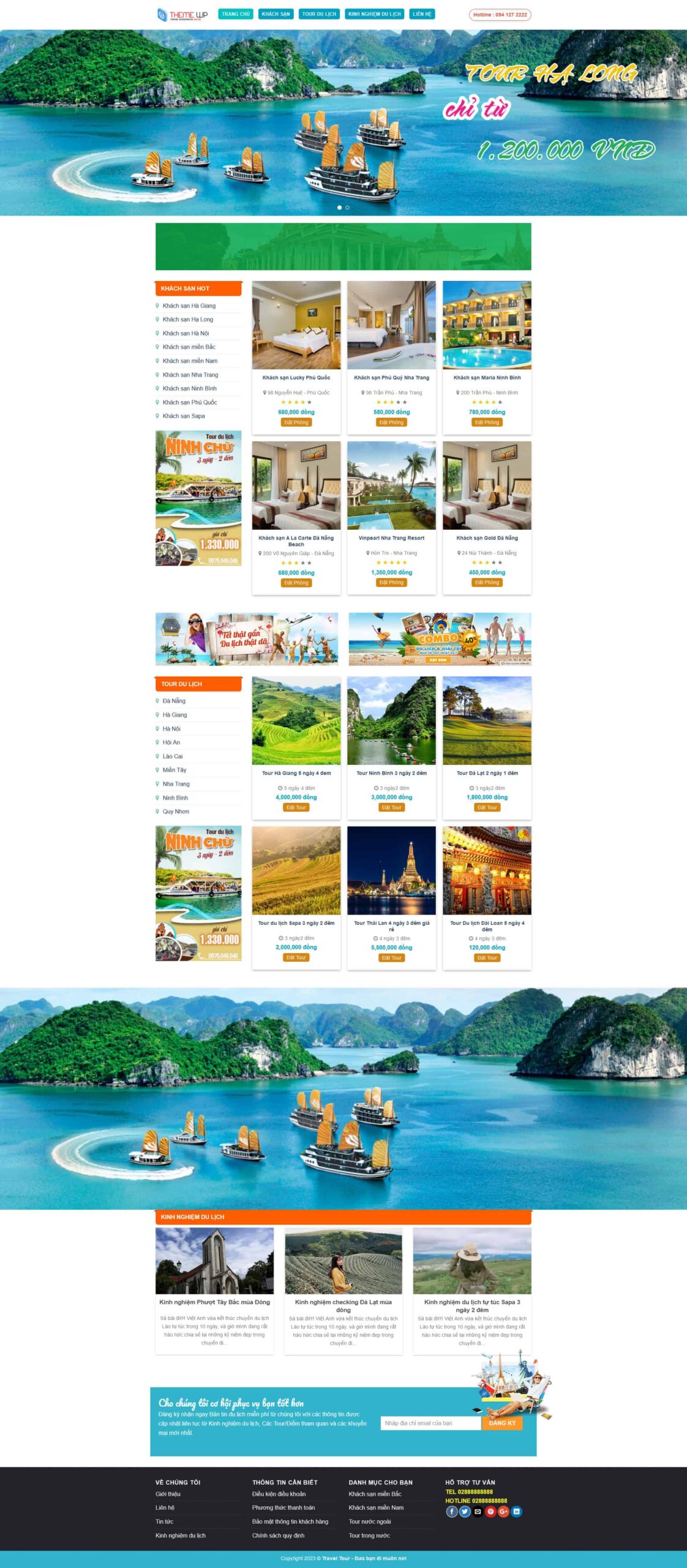Website Du Lịch 02 giao diện bán tour Hạ Long và khách sạn du lịch chuyên nghiệp.