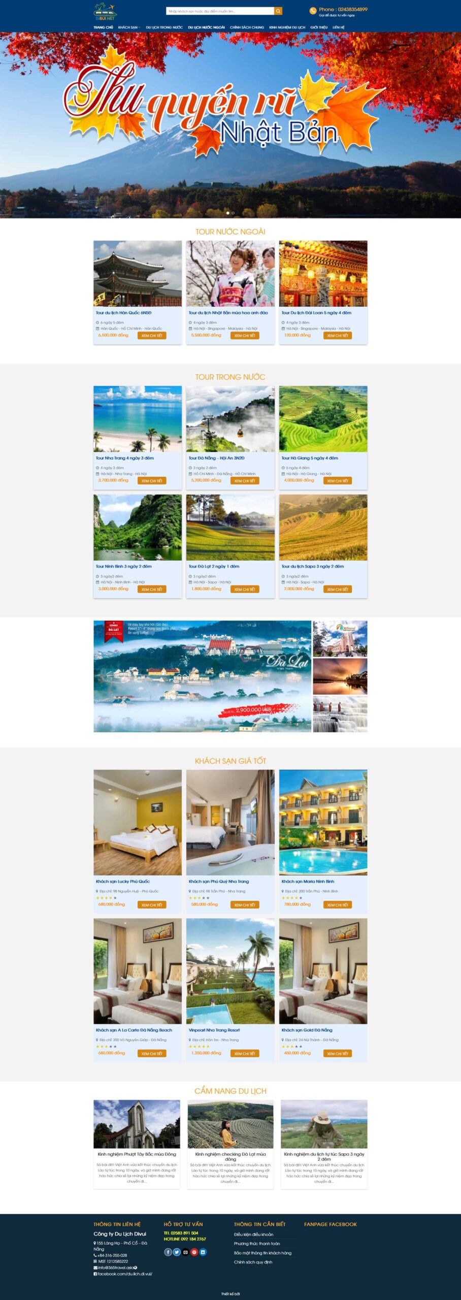 Website Du Lịch 03 giao diện bán tour Nhật Bản và tour du lịch chuyên nghiệp.