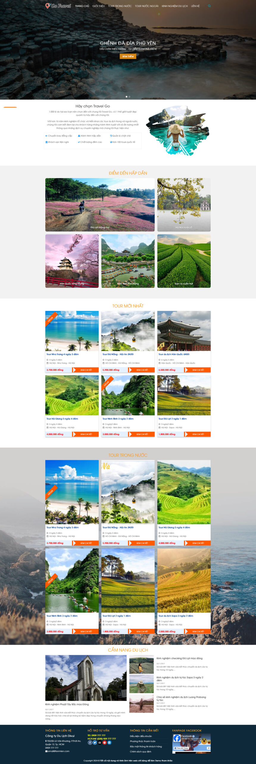 Website Du Lịch 04 giao diện bán tour Ghềnh Đá Đĩa Phú Yên chuyên nghiệp.
