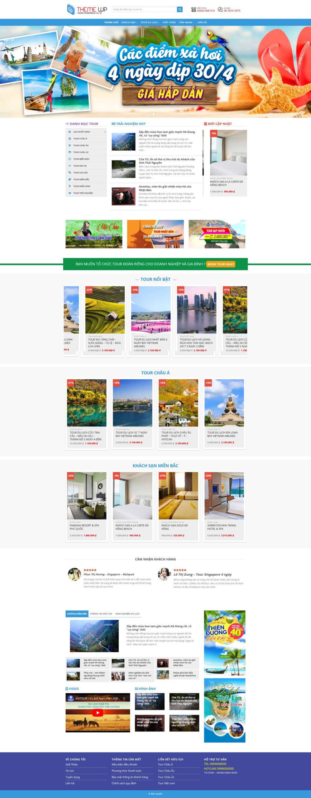 Website Du Lịch 06 giao diện bán tour và khách sạn du lịch chuyên nghiệp.