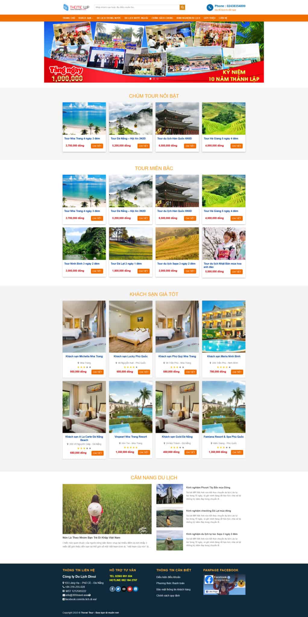Website Du Lịch 07 giao diện bán tour và khách sạn du lịch chuyên nghiệp.