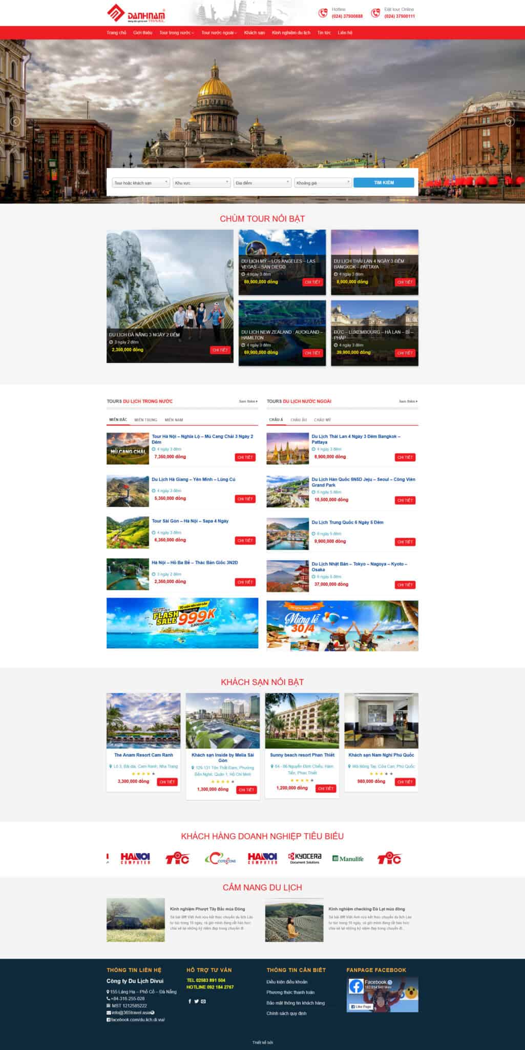 Website Du Lịch 08 giao diện bán tour trong nước và tour nước ngoài chuyên nghiệp.
