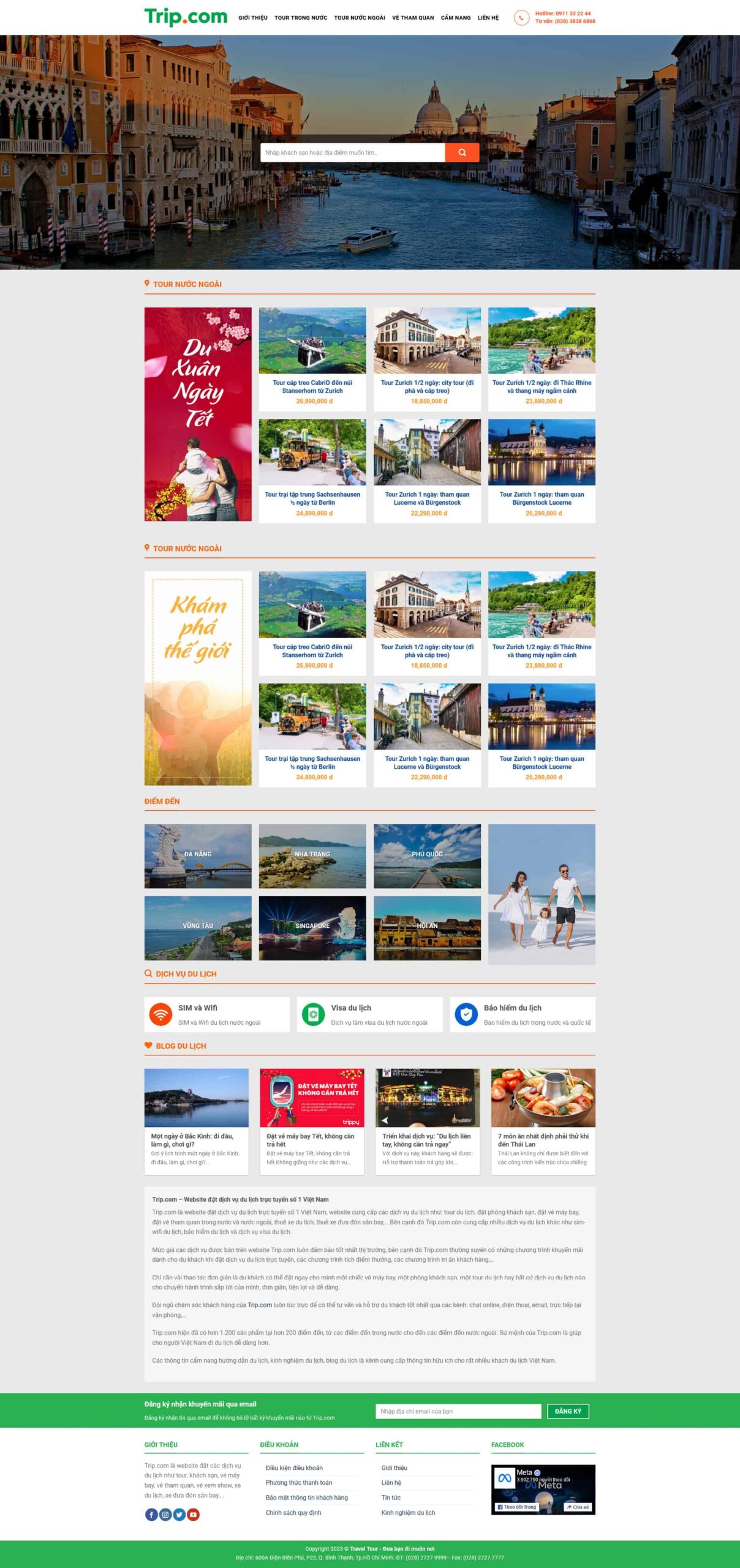 Website Du Lịch 10 giao diện bán tour du lịch và điểm đến quốc tế chuyên nghiệp.